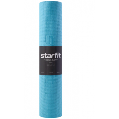 Коврик для йоги и фитнеса Starfit FM-101, PVC, 183x61x0,6 см, синий пастель