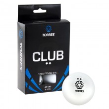 Мяч н/т TORRES Club 2* d 40мм белый