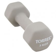 ГАНТЕЛЬ TORRES 3 КГ СЕРЫЙ